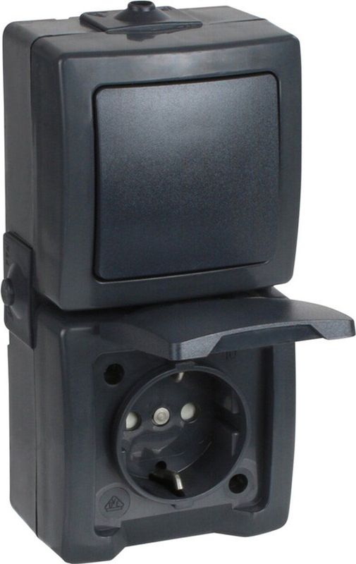 Nautic - Verticaal Stopcontact - Spatwaterdicht - Antraciet - IP44