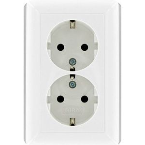 Gira - ST 55 - Wandcontactdoos - Dubbel - Randaarde - Voor Inbouwdozen 60 mm