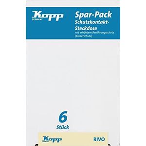 Kopp Profi-Pack: wandcontactdoos met 6 beschermingscontacten met verhoogde contactbeveiliging, 16A, 250V~, Rivo antraciet, 945115050