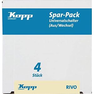 Kopp Profi-Pack: 4 universele schakelaars (uit/wisselschakelaar), 10AX, 250V~,Rivo antraciet, 581615057
