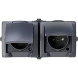 Kopp - Nautic - 2-Weg Middenstopcontact - Antraciet - IP 44