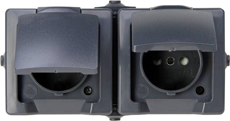 Kopp - Nautic - 2-Weg Middenstopcontact - Antraciet - IP 44