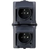 Kopp - Nautic - 2-Weg Middenstopcontact - Antraciet - Voor Vertikale Installatie