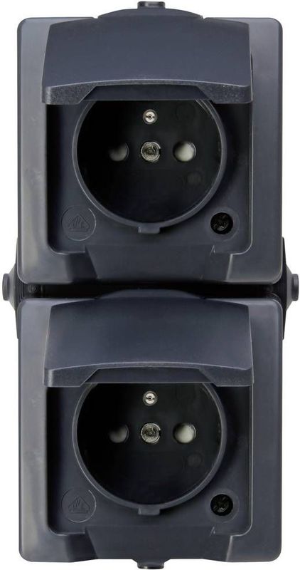 Kopp - Nautic - 2-Weg Middenstopcontact - Antraciet - Voor Vertikale Installatie