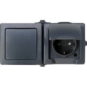 Nautic - Horizontale Stopcontactcombinatie - Spatwaterdicht - Antraciet - IP44