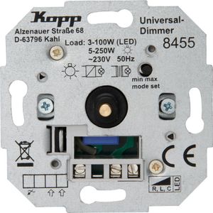 Kopp Universele drukwissel-dimmer sokkel, voor led, fase- en faseuitschakeling, led 3-100 watt, gloeilampen 10-250 W, 845500181