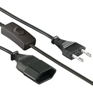 Kopp Euro verlengsnoer met schakelaar - 2x0,75mm² - 3m - Zwart