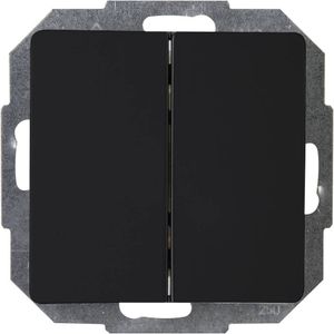 Kopp - Paris - Dubbele Wisselschakelaar - Mat Zwart - Thermoplast - 2 Knoppen