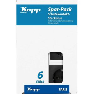 Kopp Paris Ra Wandcontactdoos - KV - 1 Voudig - Mat Zwart - 6 Stuks