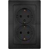 Kopp - Paris - Inzetcontactdoos - Matzwart - Kunststof - 2-voudig