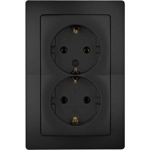 Kopp - Paris - Inzetcontactdoos - Matzwart - Kunststof - 2-voudig