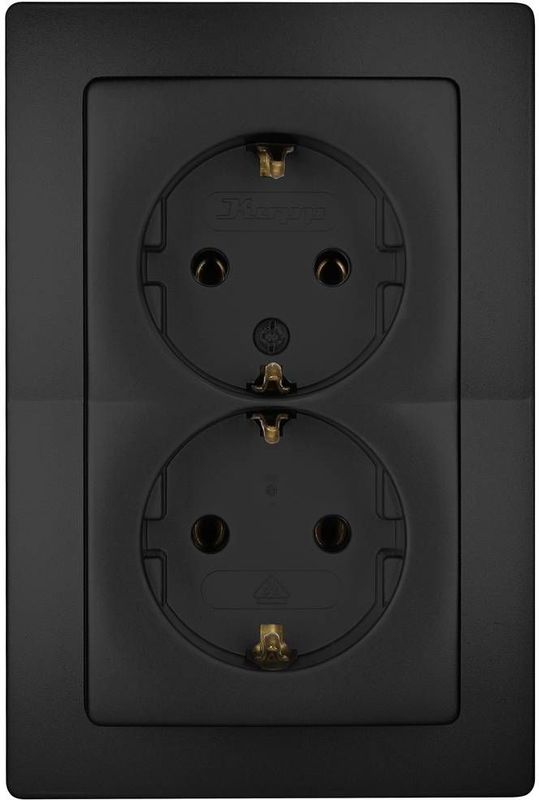 Kopp - Paris - Inzetcontactdoos - Matzwart - Kunststof - 2-voudig