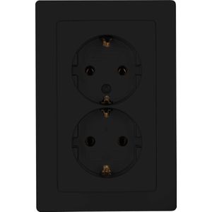 Kopp - Paris - Dubbele Wandcontactdoos - Mat Zwart - Duurzaam Thermoplast