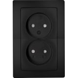 Kopp Wandcontactdoos - Zonder Randaarde - Mat Zwart - Thermoplast - Kinderbeveiliging