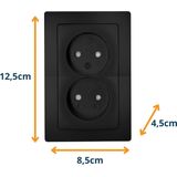 Kopp Wandcontactdoos - Zonder Randaarde - Mat Zwart - Thermoplast - Kinderbeveiliging