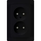 Kopp Wandcontactdoos - Zonder Randaarde - Mat Zwart - Thermoplast - Kinderbeveiliging