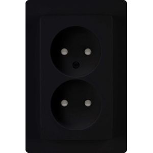 Kopp Wandcontactdoos - Zonder Randaarde - Mat Zwart - Thermoplast - Kinderbeveiliging
