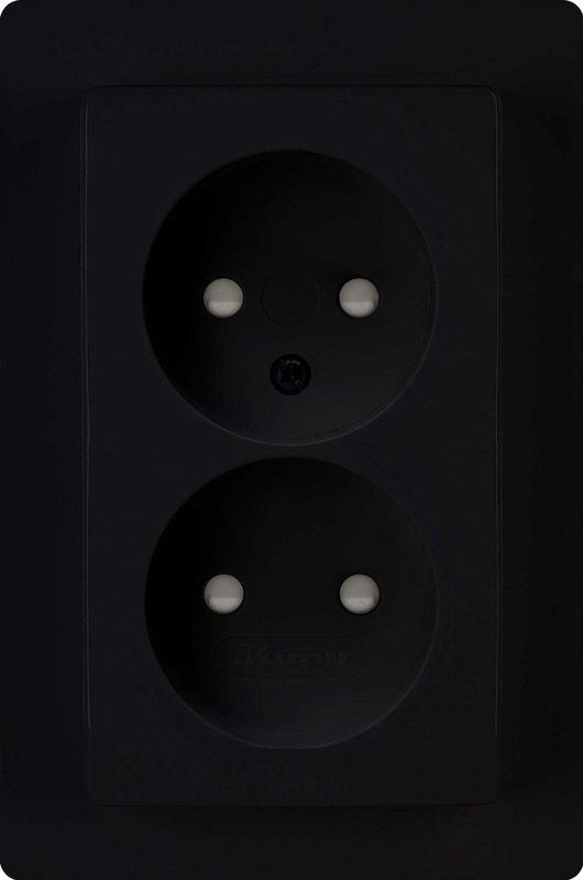Kopp Wandcontactdoos - Zonder Randaarde - Mat Zwart - Thermoplast - Kinderbeveiliging