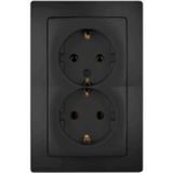 Kopp - HK05 - Inbouw Stopcontact - Mat Zwart - Randaarde Dubbel