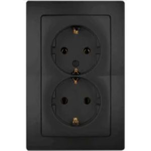 Kopp - HK05 - Inbouw Stopcontact - Mat Zwart - Randaarde Dubbel