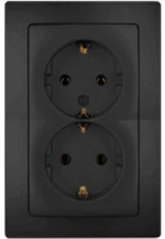 Kopp - HK05 - Inbouw Stopcontact - Mat Zwart - Randaarde Dubbel