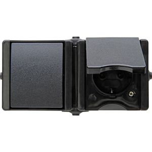 Kopp - Opbouw PROAQA - Stopcontact Combinatie - Zwart - Spatwaterdicht