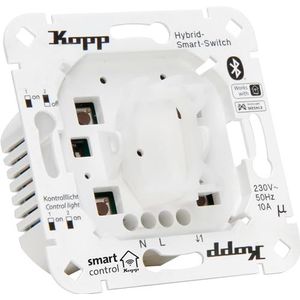 Kopp Smart-Control Hybride Smart Switch: knop 3-draad, 1-kanaal met universals. Rocker opname voor kopp en versch. schakelaarfabrikant, Smart-Home, Amazon Alexa, Apple Home Kit, Google Home, 833403010