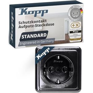 Kopp - Opbouw Stopcontact - Zwart - Randaarde Enkel - Montageplaat