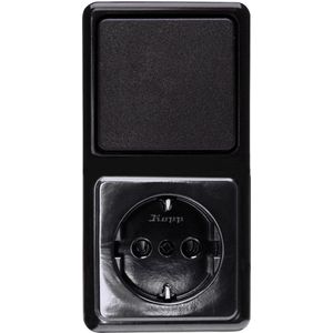 KOPP - Opbouwprogramma - Zwart - Universele Schakelaar en Stopcontact