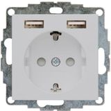 Kopp - Athenis - Stekkerdoos - Grijs - Mat - 2 USB-laadbussen