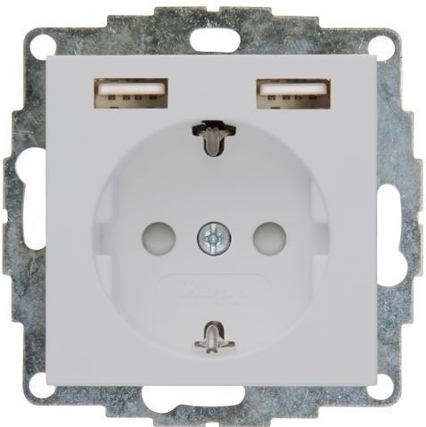 Kopp - Athenis - Stekkerdoos - Grijs - Mat - 2 USB-laadbussen