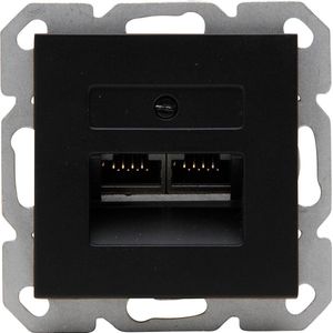 KOPP - UTP RJ45 Stopcontact - Athenis HK07 - Wandcontactdoos - Inbouw - 2-voudig UTP CAT6 - Mat Zwart