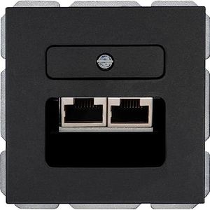 KOPP - UTP RJ45 Stopcontact - Athenis HK07 - Wandcontactdoos - Inbouw - 2-voudig UTP CAT6 - Mat Zwart