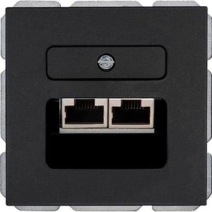KOPP - UTP RJ45 Stopcontact - Athenis HK07 - Wandcontactdoos - Inbouw - 2-voudig UTP CAT6 - Mat Zwart