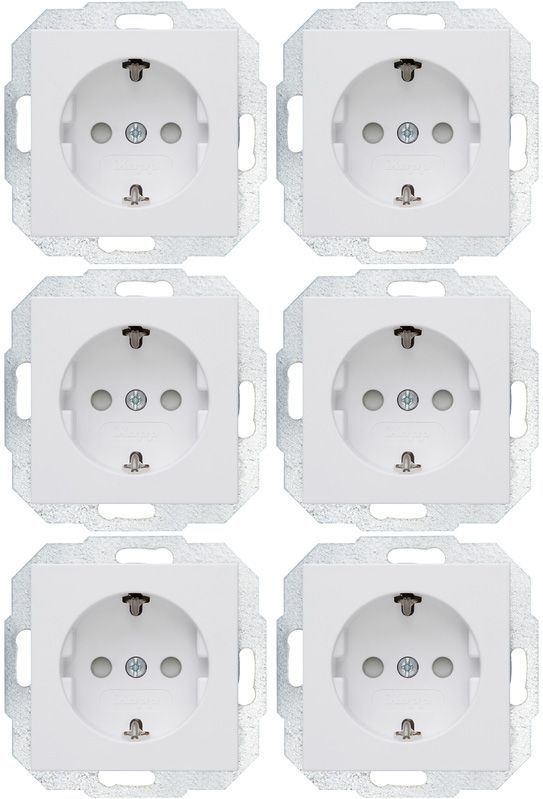 Kopp - Athenis Profipack - 6 x Geaard Stopcontact - Arctisch Wit - Mat Oppervlak