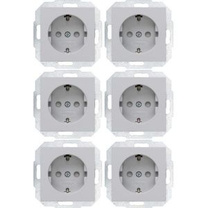 Kopp Athenis 943034058 Profi-verpakking, inhoud 6 x geaard stopcontact, 1-voudig met aanraakbeveiliging, 16 A, 250 V~, IP20, grijs, mat oppervlak