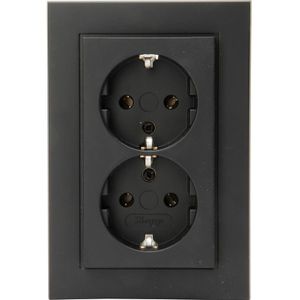 Kopp Athenis - Wandcontactdoos RA Dubbel Inbouw - Mat Zwart