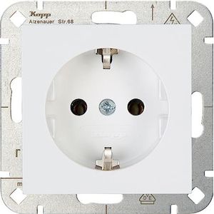 Kopp HK07 - geaard stopcontact, kleur: arctisch wit mat - (10 stuks)