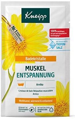 Kneipp Badekristalle Muskel Entspannung - mit naturreinem Tiefensalz der Saline Luisenhall & mit wertvollem Extrakt der Arnika & ätherischen Ölen aus Cabreuva, Rosmarin & Pinus-Arten - 60g