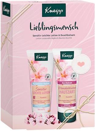 Kneipp Geschenkpackung Lieblingsmensch - Set: Duschbalsam Mandelblüten Hautzart (200ml) + Mandelblüten Hautzart Sensitiv Leichte Lotion (200ml) - inkl. Geschenkbox