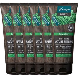 Kneipp Men - 2-in-1 Douchegel Shampoo - Nature Feeling - Vegan - Grootverpakking - Voordeelverpakking - 6 x 200 ml