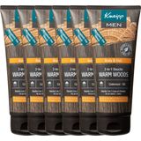 Kneipp Men - 2-in-1 Douchegel Shampoo - Warm Woods - Grootverpakking - Voordeelverpakking - 6 x 200 ml