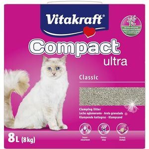 Vitakraft Compact ultra, kattenbakvulling, niet-klonterend strooisel, schoon en eenvoudig te verwijderen (1 x 8 kg)