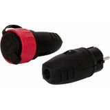 REV - Rubberen Stekker - Koppeling - Zwart - Waterdicht IP44