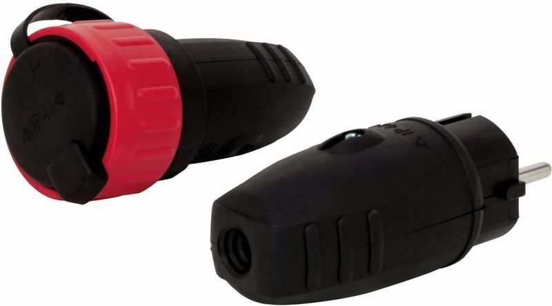 REV - Rubberen Stekker - Koppeling - Zwart - Waterdicht IP44