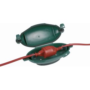 REV Kabelkluis - Waterdichte kabelbox ter bescherming tegen vocht en regen - ideaal voor verlengkabels, stekkers en koppelingen. Met kabelhaspel en trekontlasting, IP44 - groen