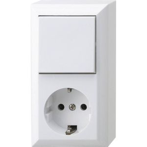REV 0510156777 PlanoLuxe, opbouw- en wisselschakelaar met stopcontact, wit