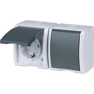 REV 0510221777 Wandcontactdoos Dubbel Compleet Lichtgrijs
