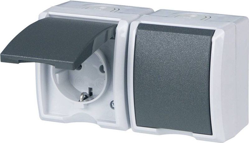 REV 0510221777 Wandcontactdoos Dubbel Compleet Lichtgrijs