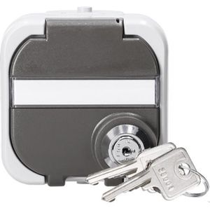 REV - Stopcontact - Grijs - Voor Natte Ruimtes - Inclusief Universele Sleutels